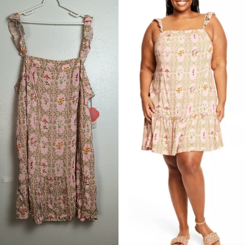 Agua Bendita Target 🎯 4X Plus Size Dainty Floral Tile Print Dress - Pull over
